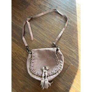 Elle Jae by Gypset‎ Boho Suede Fringe Crossbody Shoulder Bag Pink